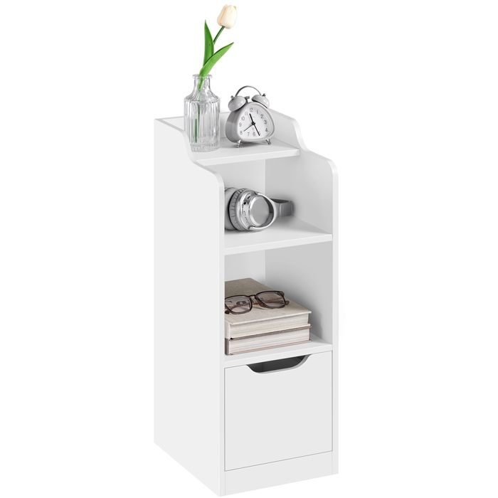 Yaheetech Table de Chevet avec Tiroir 2 Compartiments Ouverts Plateau Supérieur pour Chambre Salon Petit Espace Blanc Yaheetech Table de Chevet avec Tiroir 2 Compartiments Ouverts Plateau Supérieur pour Chambre Salon Petit Espace Blanc