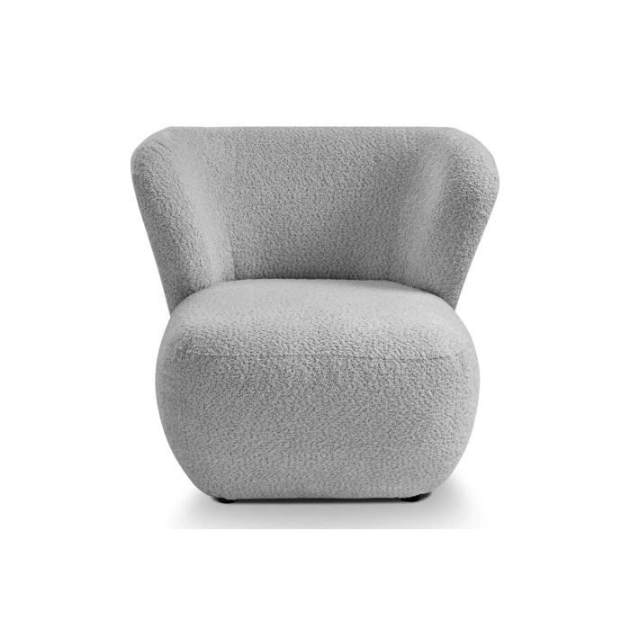 CAPRI - Fauteuil tissu bouclette - Gris clair CAPRI - Fauteuil tissu bouclette - Gris clair