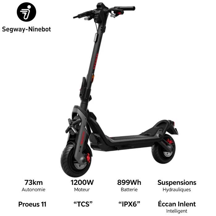 Trottinette Électrique Ninebot GT3 – 73km Autonomie – Moteur 1200W – Batterie 899Wh Suspensions Hydrauliques Pneus 11 TCS