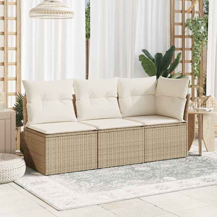 Beige Siège de jardin -  Canapé dangle - pour jardin - avec coussins - beige résine tressée C3625