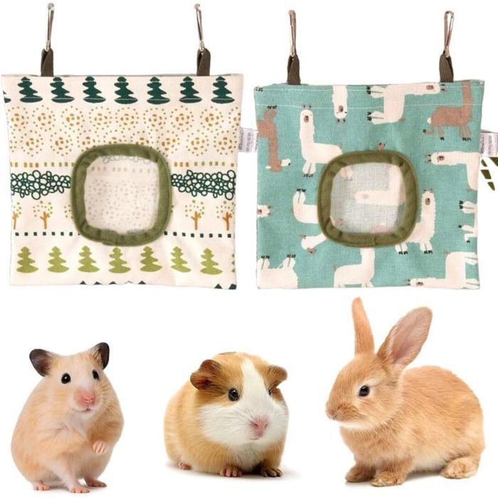 Lot de 2 sacs à foin pour lapin mangeoire lapin petit animal pour lapin/chinchilla
