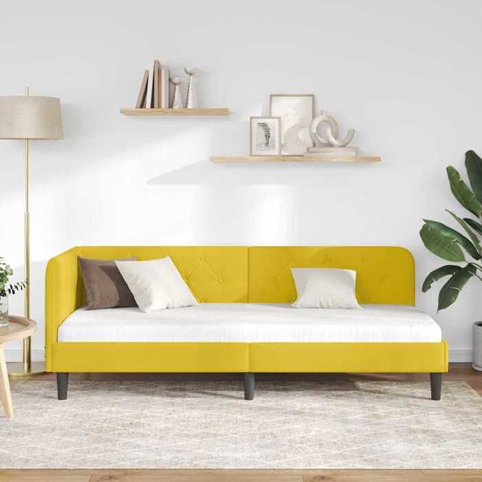 Lit adulte/enfant 80x200cm - VIDAXL - Cadre de lit dangle - avec tête de lit - Jaune  Velours L15742