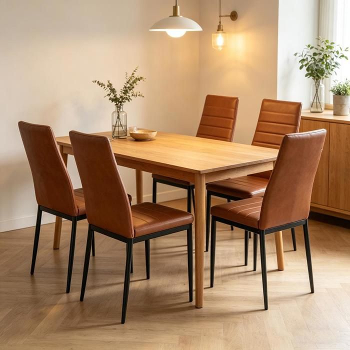 SUPFINE Chaises Salle à Manger Moderne Lot de 4 Chaises de Cuisine Rembourrées Cader en Acier + PU Salon Coiffeuse Chambre