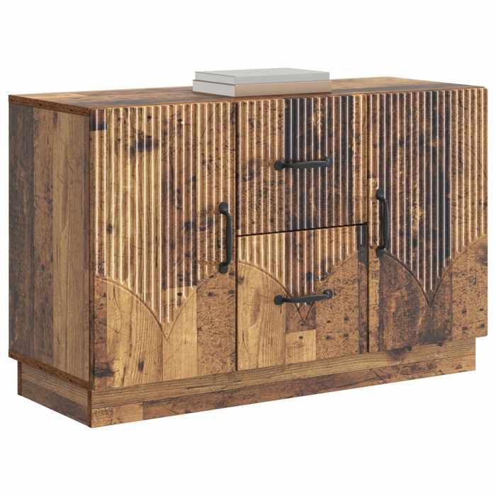 Buffet bas séjour{1 pièce}meuble de rangementdesign épuré Bois ancien 89 x 345 x 57 cm Bois dingénierie yaq80d95