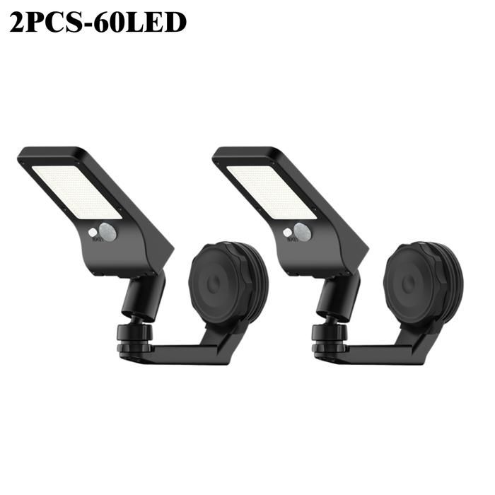 Lot de 2 lampes solaires magnétiques dextérieur appliques murales solaires avec détecteur de mouvement lumière blanche