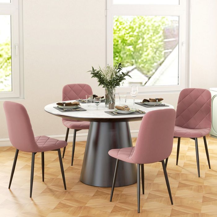Chaises de salle à manger lot de 4 avec dossier effet velours 45 x 54 x 87 cm rose