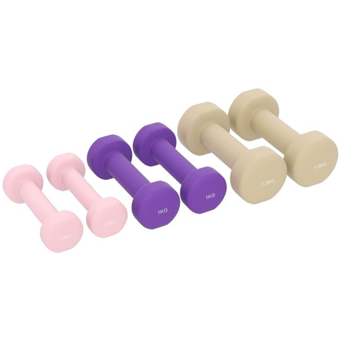 Ensemble dhaltères réglables - 6 pièces - Poids réglables: 05kg 1kg 15kg - Couleur vive: Rose