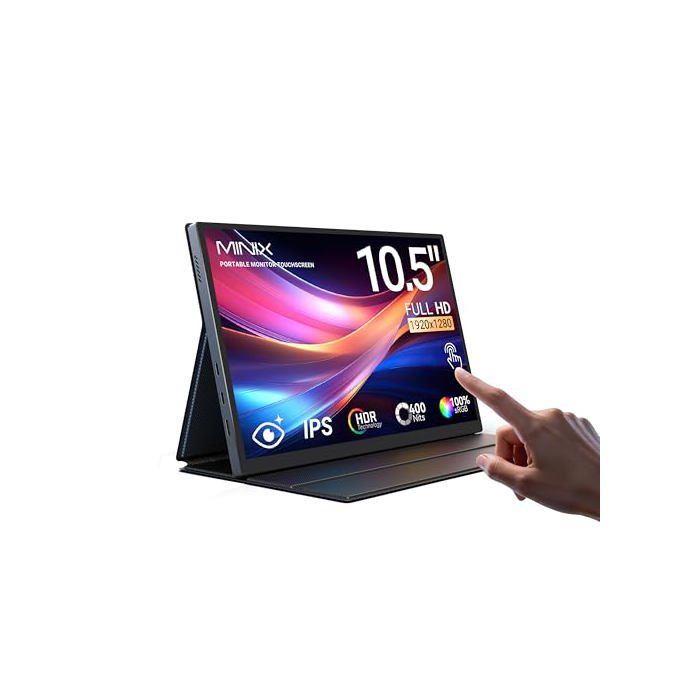 Minix Écran Portable Sf10t 10,5” Ips Tactile Full Hd 1920×1280 Double Haut-parleurs Anti-lumière Bleue Coque Intelligente