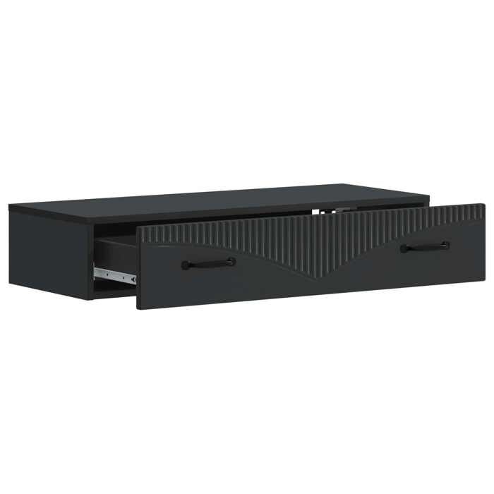 Table dappoint murale - Armoire suspendue - pour cuisine - bois dingénierie - noir - 1 tiroir - 875x345x17 cm grd88f202643