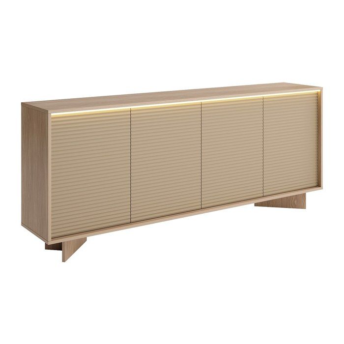 Buffet 4 portes avec LEDs en MDF - Beige et Naturel clair - MAYRONA Buffet 4 portes avec LEDs en MDF - Beige et Naturel clair - MAYRONA