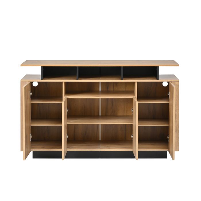 Buffet bas – 4 portes et 3 niches ouvertes – 140 x 40 x 85 cm – Natural