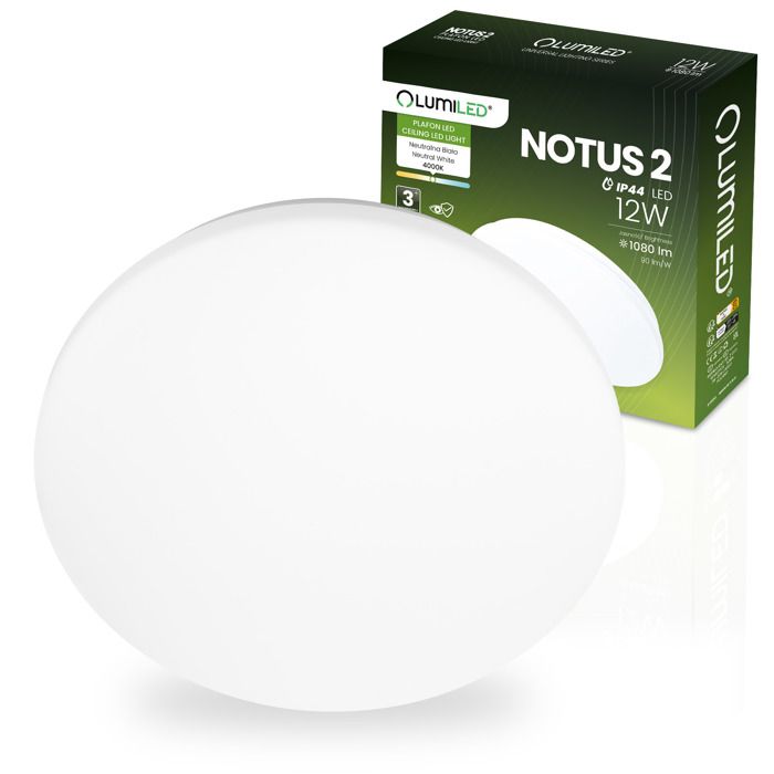 Plafonnier LED lampe de plafond encastrée NOTUS 2 12W rond 25 cm IP44 LUMILED
