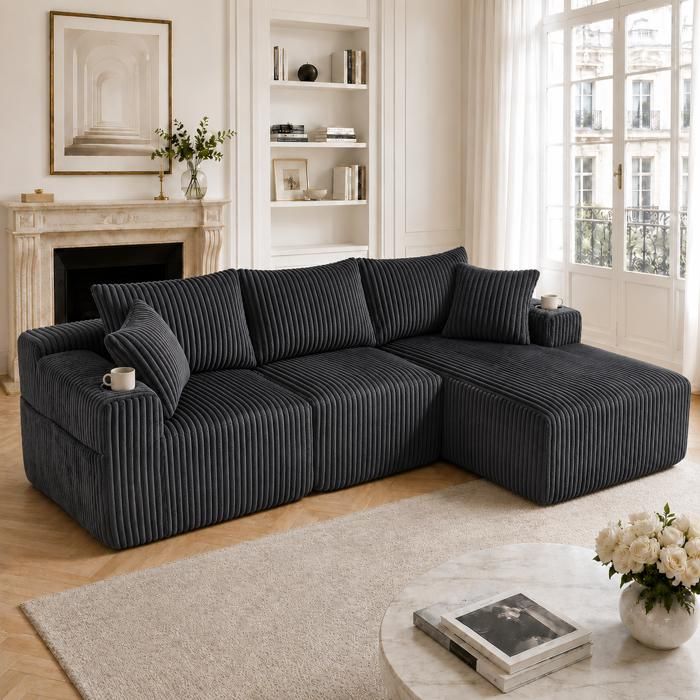 Ensemble - Ensemble de canapé modulable avec méridi - Multicolore - Pour Salon - montage facile - confort optimal