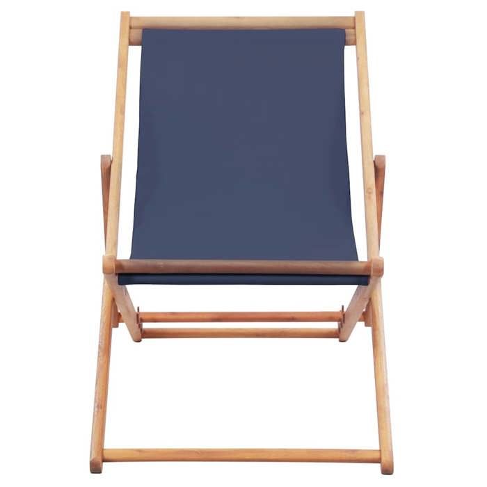 Chaise de Jardin Bleu en bois deucalyptus et tissu avec dossier inclinable résistance aux intempéries 85361