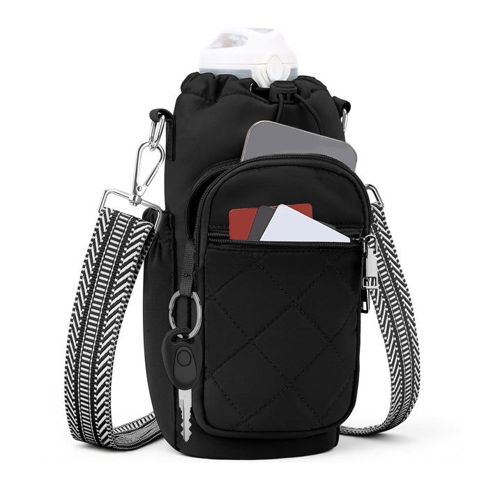 AUCUNE Sac de bouteille d’eau Sac à bandoulière avec porte-bouteille deau pour femme antivol contre le blocage sport pack Noir