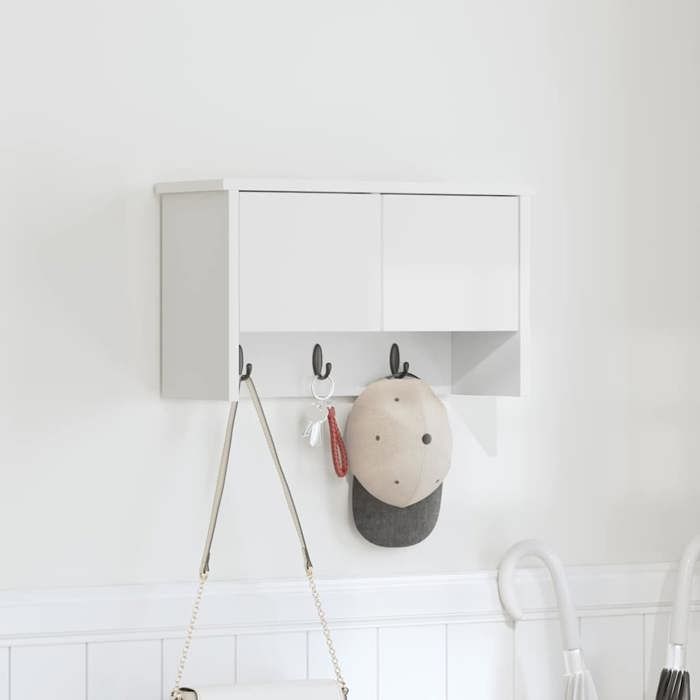 Meuble étagère de salon - HABITUDE - Porte-manteau mural Montage mural Blanc 50x20x30 cm - design légère@77679