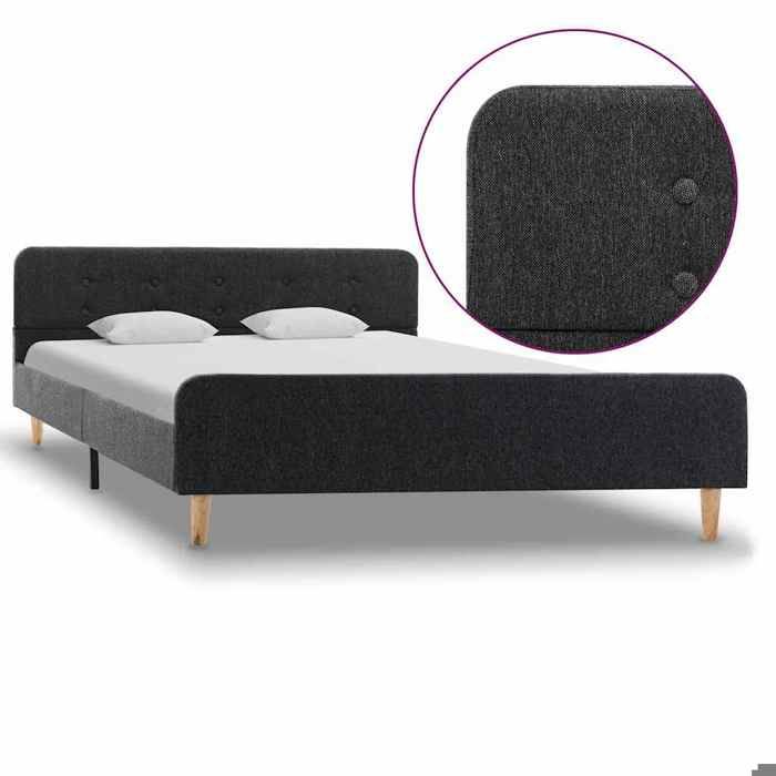 Lit sommeil 1 place - VIDAXL - TOP Cadre de lit - Gris foncé - Jute - 160 x 200 cm &&45051