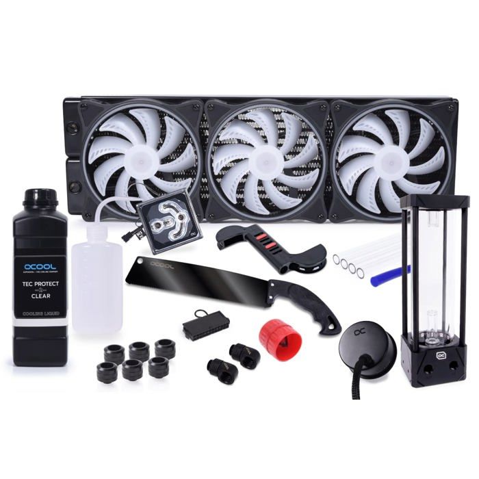 Kit de refroidissement – ALPHACOOL – Core Hurrican 420 mm – Système HardTube – Noir – Compatible AM4