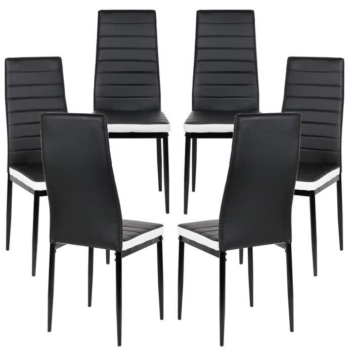 WSdwqaa！NOIR + BLANC!!! 6PCS!!! Chaises de Salle à Manger Style Contemporain - 40x39x98cm