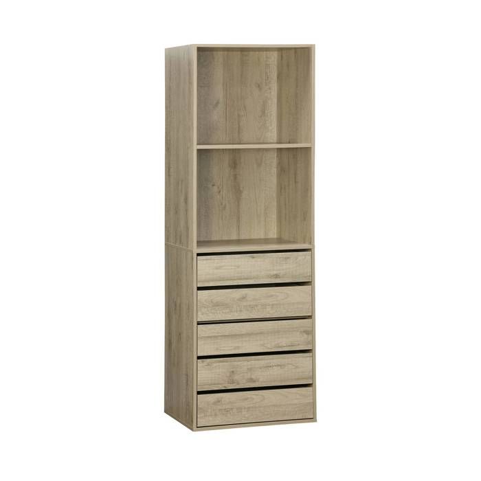 Module Dressing Sweeek Blanc - 4 Tiroirs + Penderie (H180 L80 P45 Cm) - Neuf