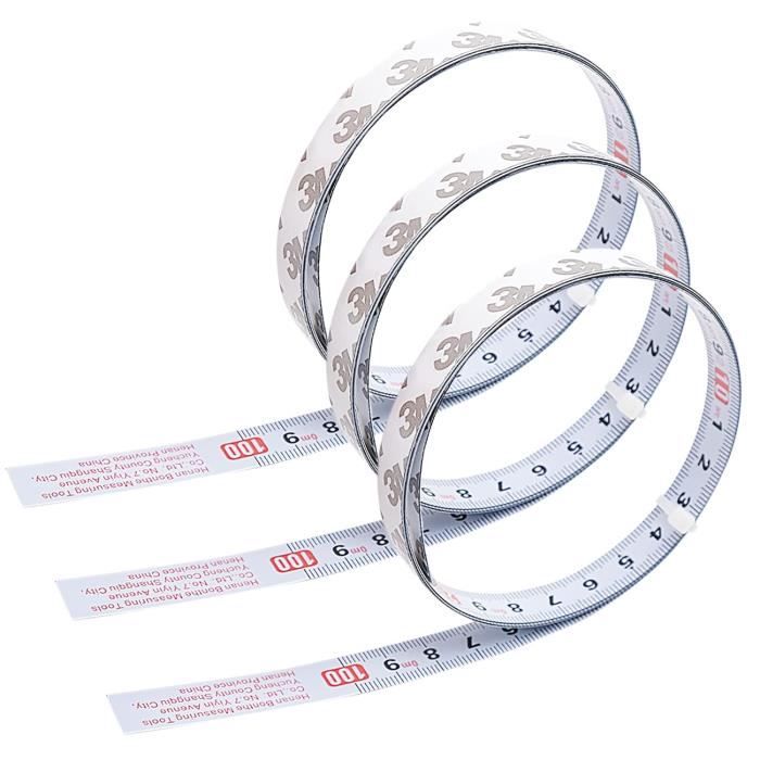 Lot De 3 Rubans à Mesurer Auto-Adhésifs En Acier - 1 Mètre, Avec Départs à Gauche, Droite Et Centre - Pour Établi, Atelier