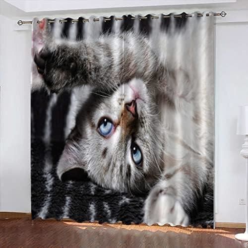 Rideau Occultant Thermiques - 3D Cheval Blanc Animal Motif Lot De 2