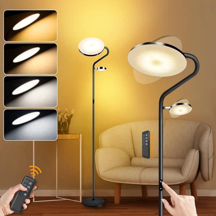 Lampadaire LED dimmable lampe de salon moderne sur pied chrome