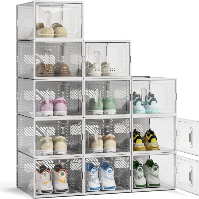 Lot De 30 Boîtes De Rangement Empilables En Carton Avec Fenêtre - 34,5 X 23,5 X 13,5 Cm - Blanc