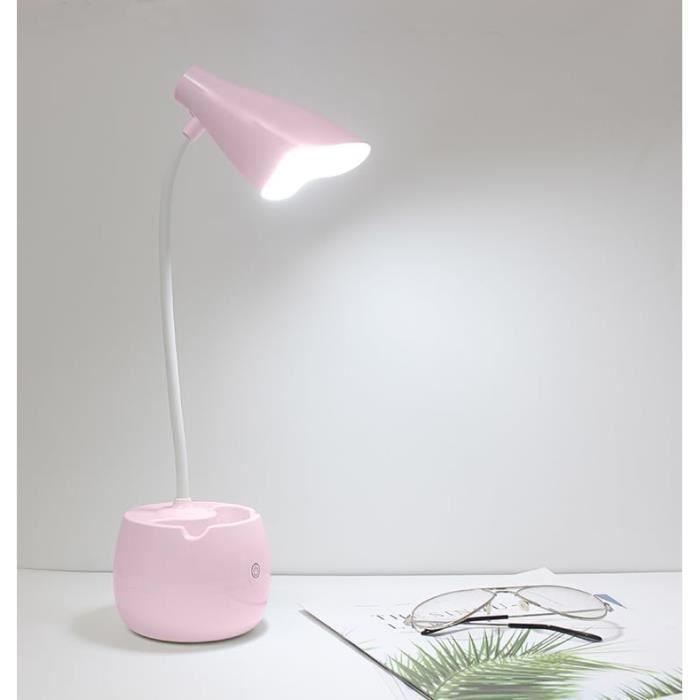 Blanche Lampe de bureau à LED avec porte-stylo rechargeable, lumière de