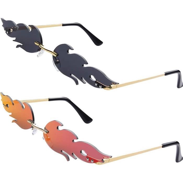 12 Paires De Lunettes De Soleil Flamme - Sans Monture - Déguisement Fête Déjantée