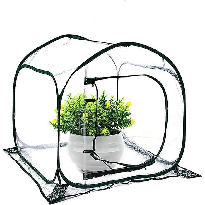 HH-LIFE Mini Serre Pop Up 70x70x80 Cm - Protection Plantes PVC Portable Pour Intérieur Extérieur