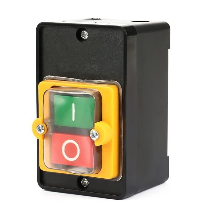 Interrupteur à Bouton-Poussoir Auto-bloquant 3P 110/220/380V 10A - BS216B - Contrôle Moteur Direct