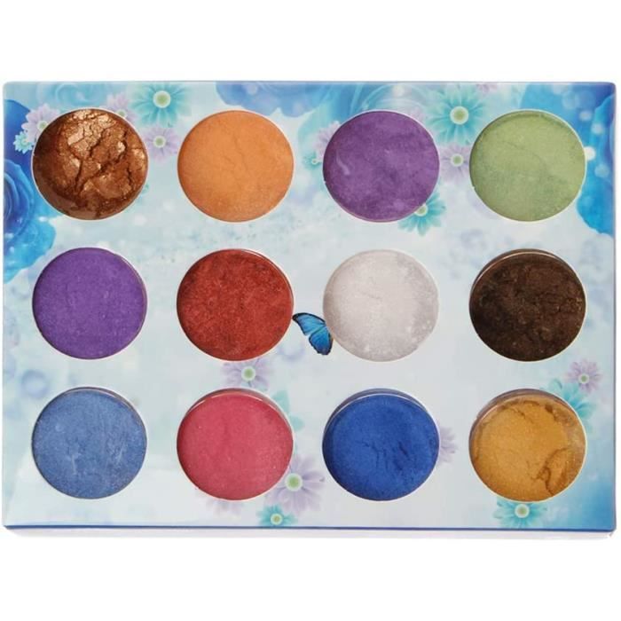 GUMEI 12 Boîtes Poudre Mica Perle Pigment Colorant - Pour Slime, Savon, Bougies, Résine Et Bijoux