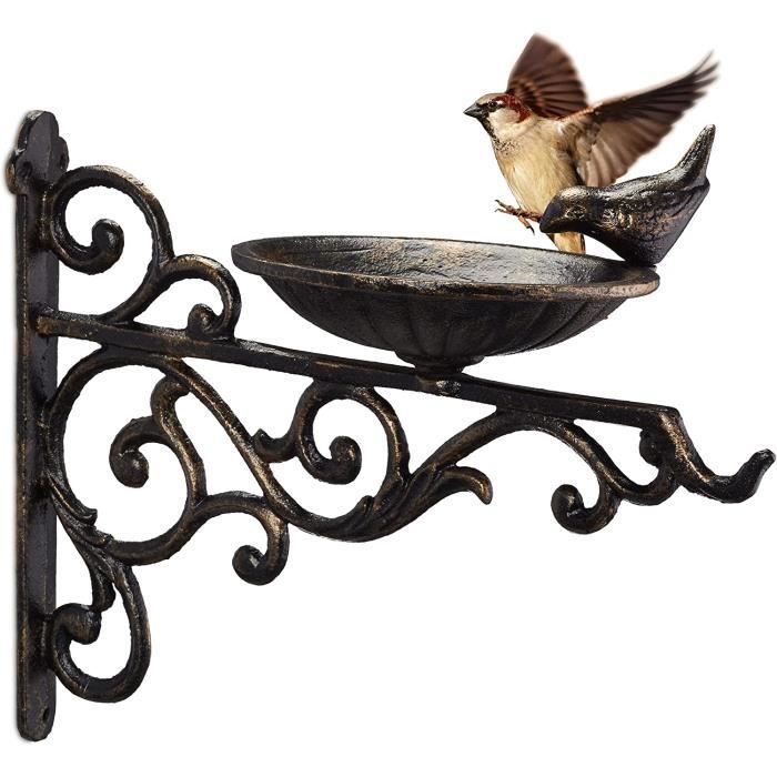 Mangeoire Pour Oiseaux Extérieure En Fonte - Forme Pratique à Planter - Dimensions 115x15x16 Cm - 11