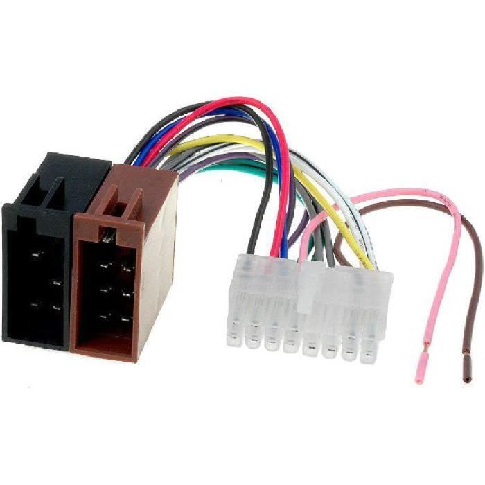 Aerzetix Connecteur ISO 16 Pins Universel – Faisceau Alimentation + Haut-Parleurs à Sertir Pour Autoradio