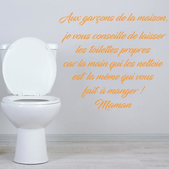 Stickers Muraux Deco Wc Toilettes Citation Humour Les Garcons De La Maison Orange 580x527 Mm Cdiscount Maison