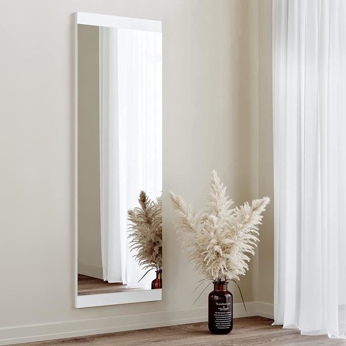 Miroir Mural Rectangulaire, Miroir Muraux Industriel Design pour Décoration  de Salon, Chambre, Cadre en Bois MDF, Blanc - 120 [1] - Cdiscount Maison