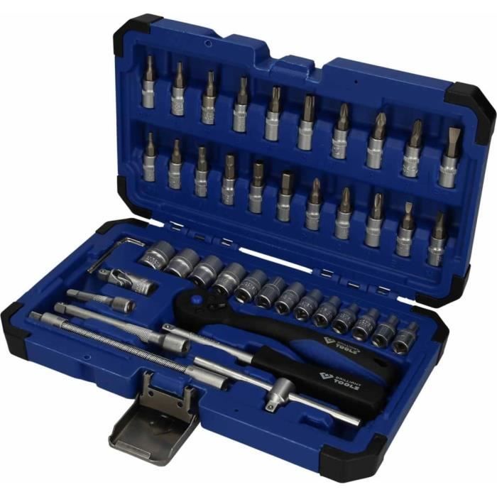 Coffret de douilles et cliquets 1/4'' - BRILLIANT TOOLS - BT020046 - 46 pièces - Métal