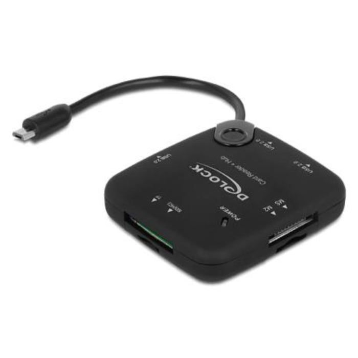 Delock Lecteur de cartes 65529 USB 2.0 avec hub 3 ports Noir - vue 2