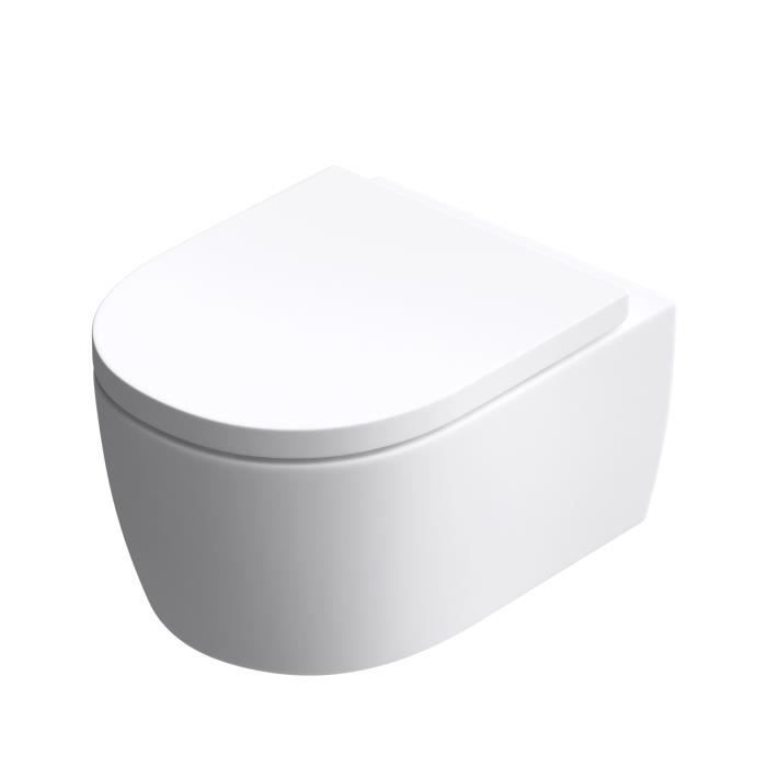 Mai & Mai WC suspendu sans bride en céramique blanc toilette mural complet abattant avec frein de chute A106