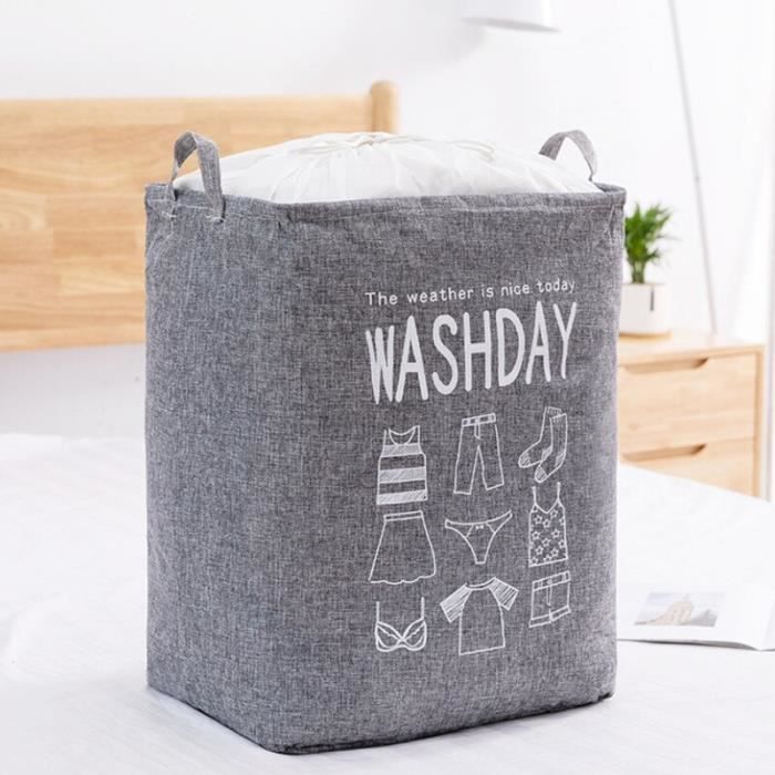 Panier à Linge Pliable 75L Gris/blanc Avec 2 Sacs Zippés - Grand Rangement Pour Chambre, Salle De Bain, Voyage