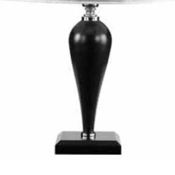 Lampe de table - RAVEL - Grand modèle - Verre noir fait main - Abat-jour en tissu - Style contemporain