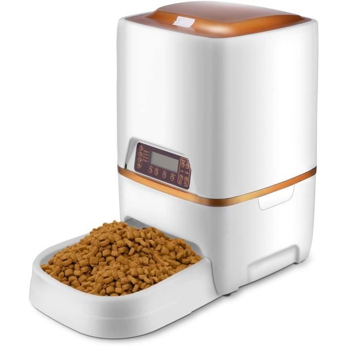 Pujuas Distributeur Automatique De Nourriture Distributeur De Croquettes Gamelle Enregistrement 4 Repas Pour Chats Et Chiens 4l 6l Cdiscount
