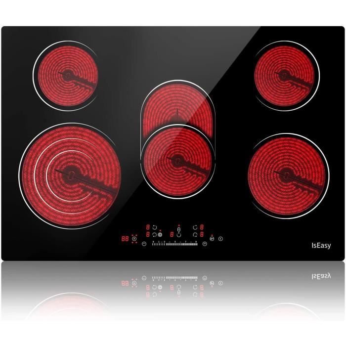 Plaque De Cuisson Vitrocéramique 3 Foyers 5500W - Encastrable Avec Minuteur & Verrouillage Enfant