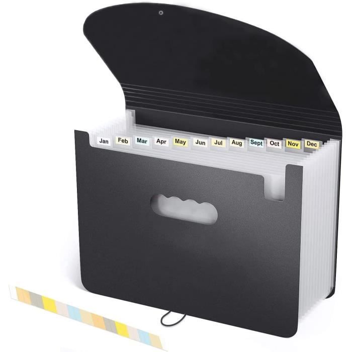 Organiseur De Fichiers Extensible 37 Poches A4 - Classeur Accordéon Portable Pour Factures, Cours, Bureau