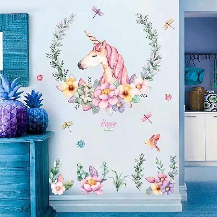 Sticker mural licorne grande licorne autocollant licorne décoration