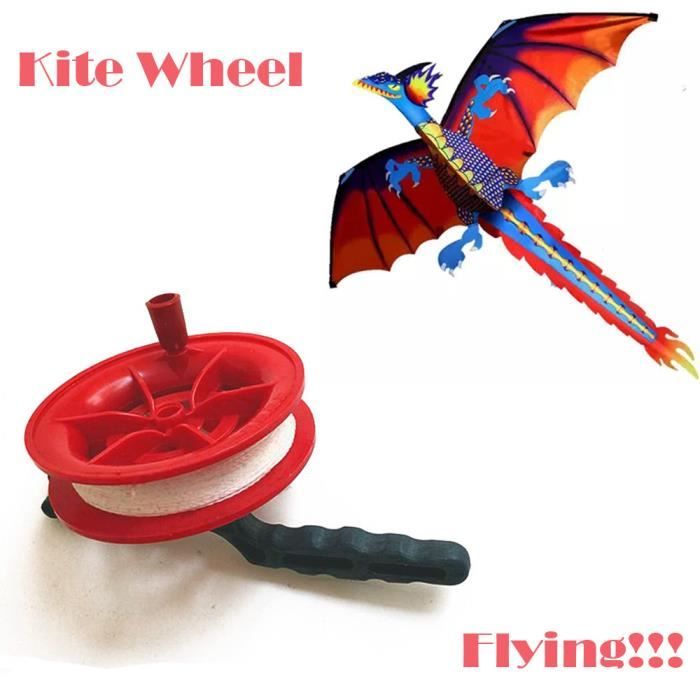 Enrouleur de Ficelle de Cerf-Volant avec Ligne de 200 Mètres, Accessoire de Bobine de Roue de Ligne de Cerf-Volant D'extérieur Durable pour Enfants Adultes (Bleu