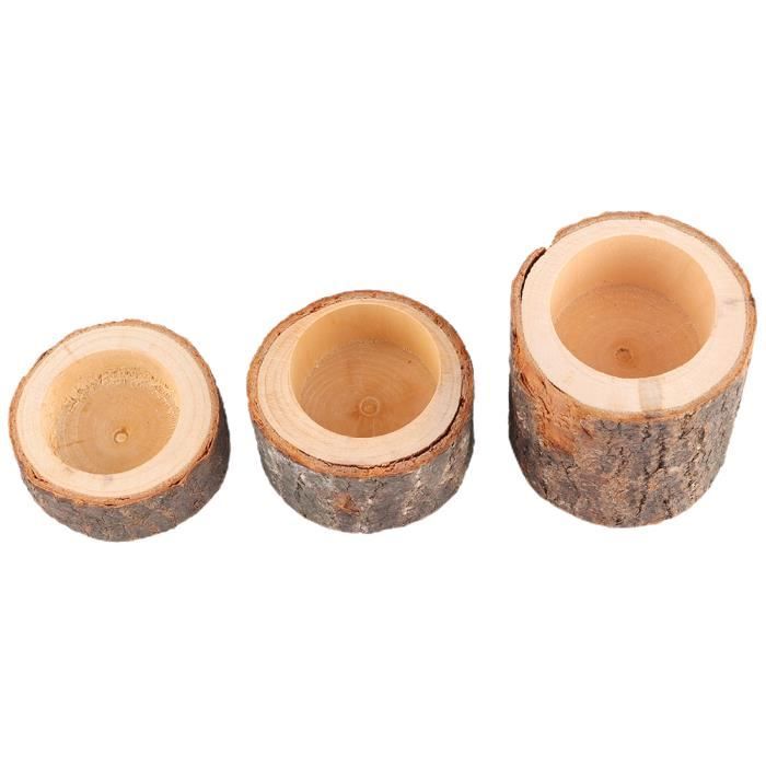 Bougeoir En Bois 3 Pieces Ensemble Porte Bougie En Bois Bougeoirs De Lumiere De The Pour Les Vacances D Anniversaire De Fete Cdiscount Maison
