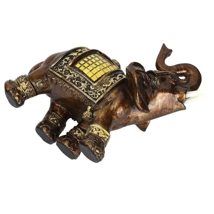 Lot De 2 Statues D'éléphant Décoratives Dorées En Résine Pratique