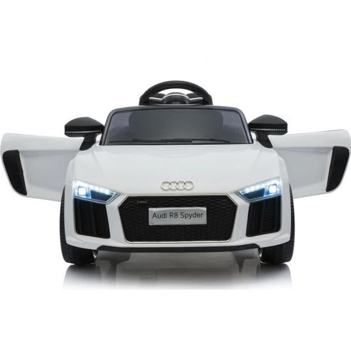 Audi R8 Spyder Blanche Voiture Electrique 2x35w Pour Enfant 100 X 59 X 44 Cm Marche Avant Et Arriere Phares Fonctionnels Cdiscount Jeux Jouets